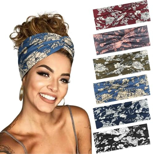BELEVO 6 stycken hårband, dam, elastiskt pannband dam, tunt, halkfritt hårband, mjukt pannband, hårband för yoga, träning, löpning, gym (rosa)