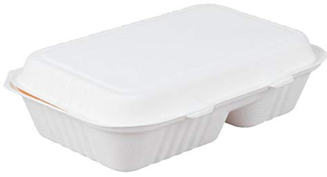 GRADISCO 100 pz. Contenitori per Hamburger e Patatine in bagassa, da asporto, biodegradabili, compostabili e riciclabili. Burger Box, Take Away, Ideali per asporto cibi Caldi e Freddi.