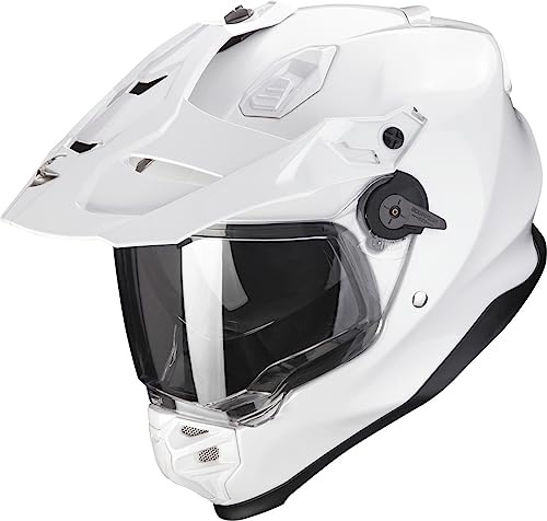 Scorpion ADF-9000 Air Casco Adventure Enduro Dual Sport ECE 22.06 con Visiera Trasparente e Parasole Integrato – Calotta Ultra TCT Leggera – Interni Kwikwick3 – Chiusura Doppia Fibbia - bianco