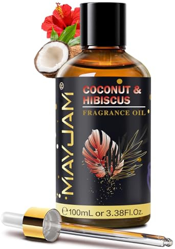 MAYJAM Kokosnuss & Hibiskus Duftöl 100ML für ätherische Öle Diffusor | Kokosnuss & Hibiskusö für Luftbefeuchter, DIY, Aromatherapie, Haus, Ölbrenner