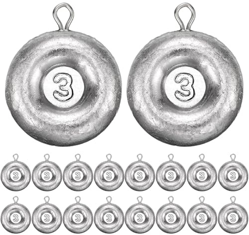 Shimeyao 18 Pieces Disc Sinkers Fishing Weights No Roll Disc Fishing Sinkers Weights for Saltwater Trolling Surf Tackle(3oz)