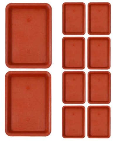 TOYANDONA Sottovaso in Plastica 10 Pezzi Vassoio Rettangolare per Piante da Tavolo e Fioriere Interni capacità di Raccolta Acqua per Bonsai