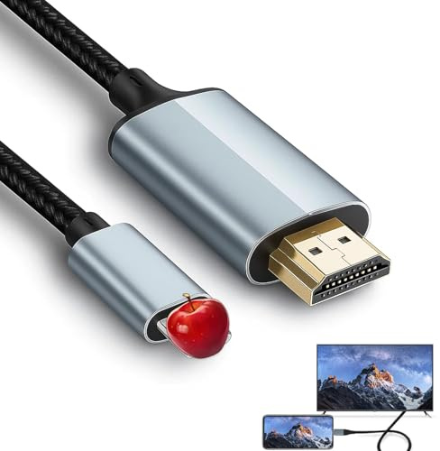 Ebksqs Cable HDM1 2M, Adaptador HDM1 para de Aluminio, Convertidor HDM1 Compatible con iOS 16/15/14, Pantalla 1080P para TV/Proyector/Monitor - Plug & Play