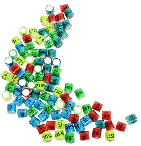 VERDANVERSE 100 Anillos para Palomas Mensajeras, Anillos de Identificación para Aves de Corral, Bandas para Patas de Pájaros en Colores Aleatorios, Material Plástico de Color Color Aleatorio