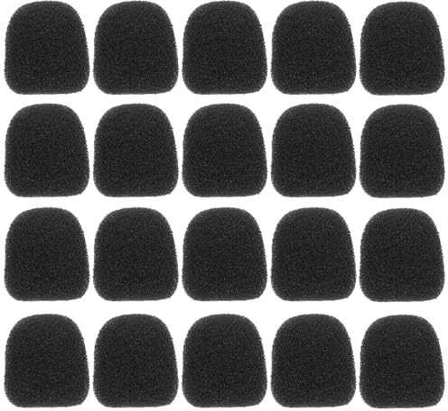 Homoyoyo 20 Piezas Cubierta para Micrófono de Esponja Negra 20x15x5mm Paravientos para Micrófono de Escenario Accesorio de Reducción de Ruido Ambiental