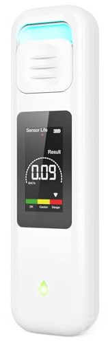 Uffylle Alkoholtester, 2026 Berührungsloses Alkoholmessgerät ohne Mundkontakt, Polizeigenauer Alkoholmessgerät & Mini Alkomat mit Hygienischem Design für Auto und Zuhause, Weiß