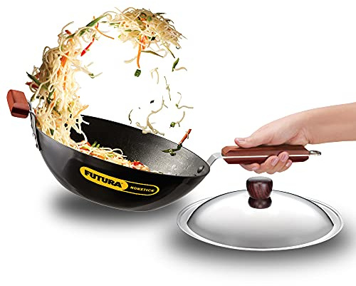 Futura 3 L Non-Stick Induction Stir Fry Wok, Medium, Black by Futura