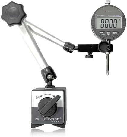 TOCYORIC Clockwise Tools DIBR-0105 elektronisk digital indikator gage och magnetisk bas 0-1 tum / 25,4 mm/Metrisk omvandling Auto off Featured Measuring Tool