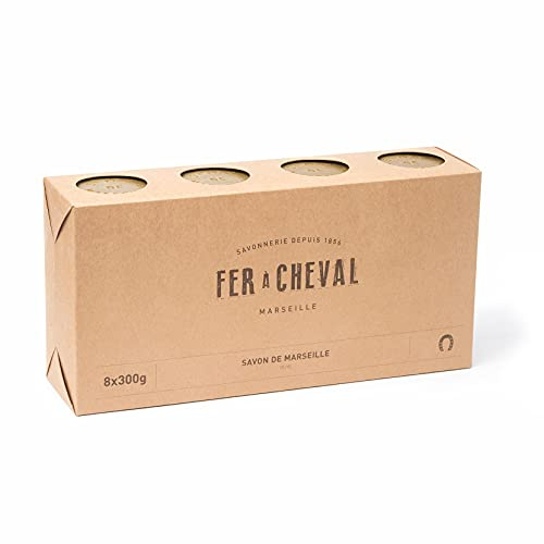 Fer à Cheval Véritable Savon de Marseille à l'Huile d'Olive Cube, 300 g - Lot de 8