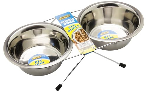 Munch & Crunch Double Diner Dog Bowls (2 x 700 ml Bowls with Stand) | Food & Water Pet Station - Two Elevated Small Dinner Trays for Dogs or Cats