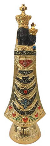 Handgemalte Madonna von Loreto Goldene Statue - Schwarze Madonna - H 19 cm