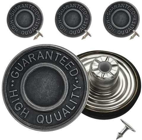 WedDecor Jeans Buttons 17mm Gunmetal 8 Pcs Brass Denim Aluminium Back Pin | Built To Be Sturdy And Long Lasting For Everyday Wear Features A Reliable Tack Fastener Fitting For Extra Durability