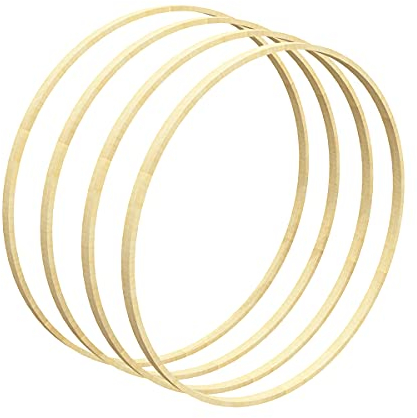 Worown 2 Pezzi Cerchio in Legno di Bambù, Anelli in Bambù per Artigianato 30cm - Ghirlanda Nuziale fai-da-te & Decorazione Parete & Cerchi per Acchiappasogni