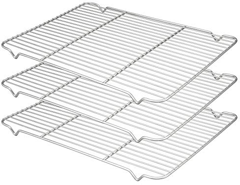 TeamFar Kühlgitter Set mit 3 Stück, 41,6 x 29,1 cm, Edelstahl Backen Braten Draht Rack für Ofen, ungiftig & gesund, leicht zu reinigen & spülmaschinenfest, Spiegel-Finish