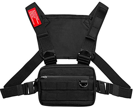 KKPLZZ Sacs de Poitrine de Mode Gilet de Sangle Streetwear en Plein Air Sacs de Poitrine Pack Avant pour Hommes Sac de Poche Poitrine