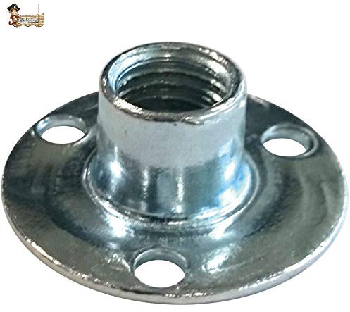 BricoLoco Tuerca de inserción para atornillar en madera. Cincada. Métrica 10. Tres agujeros. Más estable y sencilla que la tuerca araña o de clavar. (50 uds. M-10)