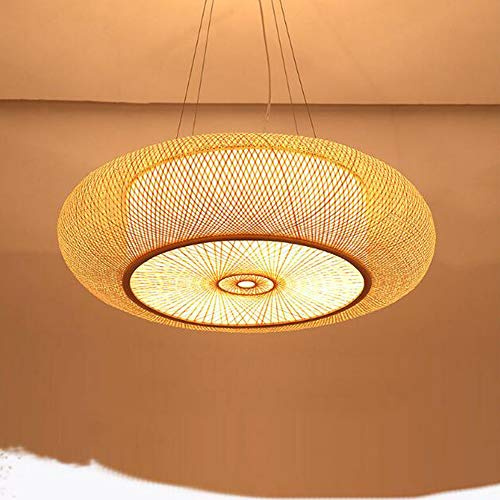 E27 Lampada a Sospensione Lampada da Soffitto Lampadario di Bambù Naturale Rattan Creativo Handmade Paralume Camera Soggiorno Sala Da Pranzo Lampada Vintage Bamboo Lanterna a Sospensione, 60cm