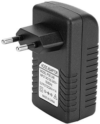 Spina a muro Iniettore POE, CC 24V 1A Spina adattatore di alimentazione IC Chip di controllo Spina adattatore di alimentazione Standard UE/USA Opzionale 100-240 V per dispositivi POE(Transl)