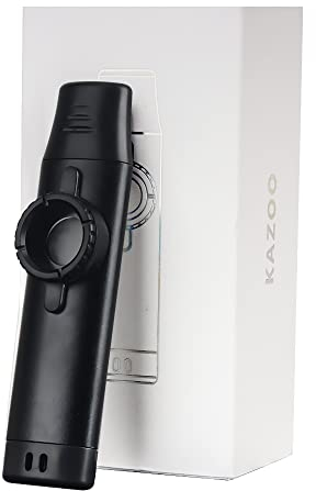 Upgrade Metal Kazoo, verstellbarer Klang, lebensmittelechtes Mundstück mit Abdeckung und Schlingen-Design, Kazoos für Kinder/Erwachsene/Musikliebhaber (Schwarz Kazoo)