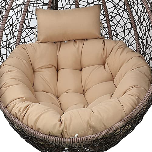 Yadlan Sitzkissen Hängesessel Rattan, rutschfest Hängende Ei Stuhlkissen mit Kopfstütze, Waschbar Swing Hängender Korb Sitzkissen, Rund Papasansessel Kissen für Patio Garten(Color:EIN)