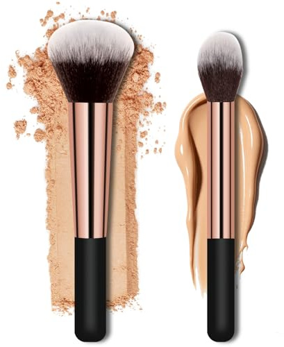 Makeup Brushes Banidy Powder Foundation Brush Flawless Powder Brush Set with Highlighter Brush Blush Brush with Wooden Handle Perfect for Blending, Buffing Liquid