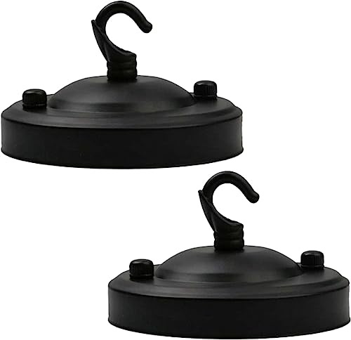 LEDSone Vintage Single Out Deckenrosette Hakenplatte für Leuchte Kronleuchter Metall Antik Seitliche Deckenplatte mit Zubehör für Decken- und Wandlampe (Schwarz 2pk)