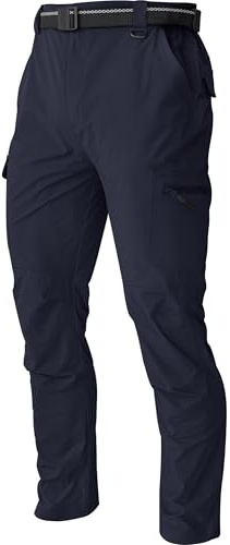Men's Cargo Work Hiking Pants Lightweight Water Resistant Quick Dry Fishing Travel Camping Outdoor Breathable Multi Pockets Navy L