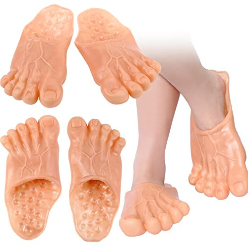 Deekin Lot de 2 paires de chaussons pieds nus pour costume d'Halloween - Chaussons amusants pour adultes, marron, about 10.63 x 5.51 inches