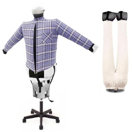 EOLO Bügelpuppe SA06 SP ECO INOX trocknet bügelt frischt auf und desinfiziert automatisch Hemden Poloshirts Hosen Jeans und Stoffe 3 Programme Bügelpuppe Basis mit Höhenverstellung 5 Räder A ++
