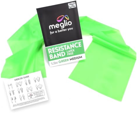 Meglio Resistance Bands for Men & Women - Latex Free Exercise Bands for Building Strength, Pilates Band for Fitness, Flexibility, Physiotherapy, Stretching & Yoga Bands | With Exercise Guide (1.5M)