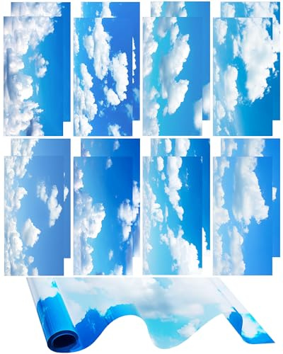 16 Pcs PVC Fluorescent Light Covers with Backlit Film 2 x 4 ft Ceiling Classroom Filters Ceiling Panels Material Florescent Light Diffuser for Office School Hospital Decor(Cloud)