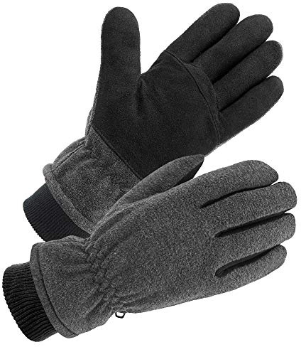 SKYDEER Winter Handschuhe mit Weichem Hirschleder Wildleder Thermische Polar Fleece, Warme 3M Thinsulate Isolierung (SD8661T)
