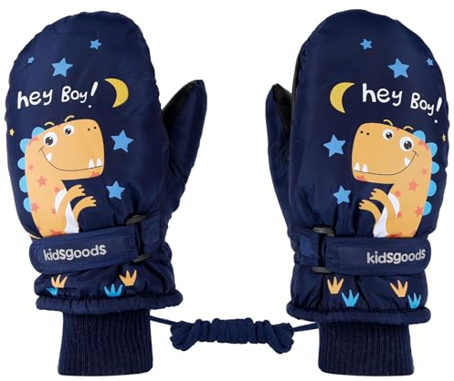 KAKU NANNU Handschuhe Kinder Winter Fleece Fäustlinge Baby Skihandschuhe Wasserdicht Outdoor Snowboard Jungen 2 3 4 5 6 Jahre Blau Schneehandschuhe Kinder Thermo Handschuhe