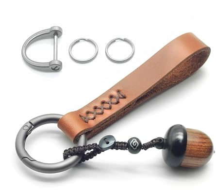 Heiboa Ölgewachstes Leder Schlüsselanhänger mit Geschenkbox Schlüsselbundanhänger Geschenke für beste Freundin Ein ideales oder Geschenk zum Jahrestag–Handmade