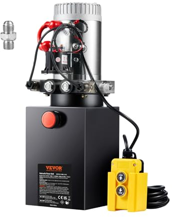 VEVOR Pompe Hydraulique DC 12 V 9,5 L Groupe Hydraulique Double Effet Débit d'Huile 3,44 L/min Max Pression de Décharge 22 MPa pour Camion à Benne Basculante Nacelle Élévatrice Remorque Levage Bennage