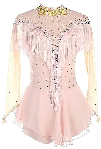 Mädchen Ice Roller Tanzkostüm Randbereich Frauen Figur Skating Wettbewerbskleider Ballettrock Künstlerische Gymnastik Tragen Mit Strassstickerei,B,L