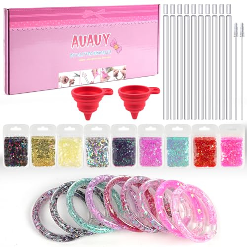 AUAUY Kinder-Armbandherstellungs-Kits, Geschenke, Stern-Glitzer-Spaß-Bastelarmbänder für Mädchen, Spielzeug, Basteln Sie Ihr eigenes Glitzer-Armband-Bastelset, Partytütenfüller, Spielzeug für Kinder