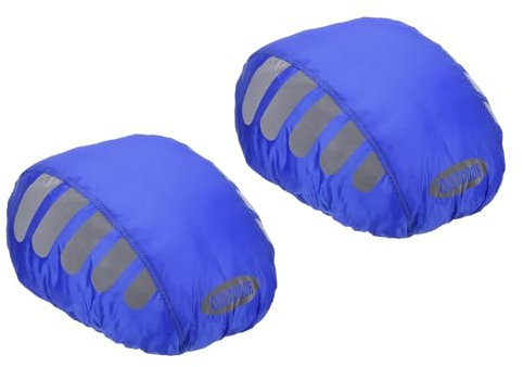 PATIKIL Fahrradhelm-Abdeckung, 2er-Pack Motorradhelm-Regenabdeckungen, Helmabdeckung mit reflektierendem Streifen für Straßenradfahren, Blau
