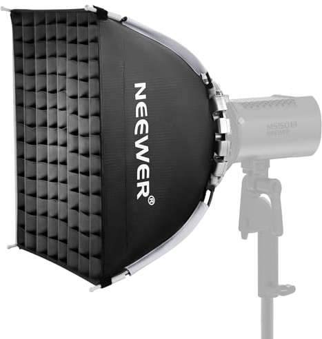 NEEWER 15.7x15.7 Quick Setup Foldable Softbox Square with Diffusers/Honeycomb Grid/Bag, Bowens Mount Compatible with Godox Aputure 120d Continuous Video Lights Q4 Studio Flash Strobes, NS15S