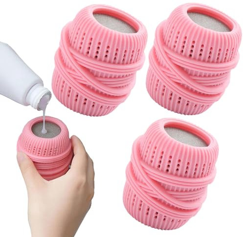 Bimhayuu Ball Dispenser for Fabric Softener Washer Liquid Dispenser Ball for Reusable Dryer Balls Washing Machine Laundry Refillable Washing Sponge Household Substitute (3 PCS Pink)