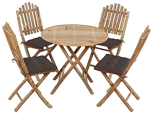 Rlxzsn Gartenmöbel Outdoor Möbel Outdoor-Essgruppe Tisch und Stühle mit Taupe Kissen Balkonmöbel Set 5-TLG Terassenmöbelset Lounge-Set Wetterfest Langlebig und Stabil（Tisch: 80x70 cm）