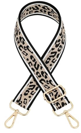 FULUJIDI Taschenriemen Leopard Frauen Tasche Gurt Handtasche Gürtel Breite Schulter Tasche Gurt Ersatz Gurt Zubehör Tasche Teil Verstellbare Gürtel Für Tasche Silvermetall Leopard