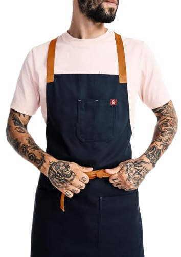 hedley & bennett Crossback Apron - Crossback Chef Apron with Pockets - 100% Cotton Twill, 8oz - Midnight Blue