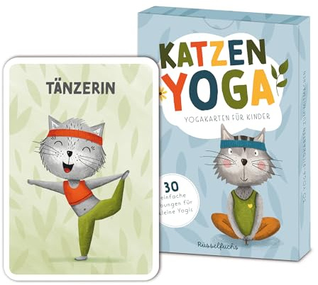 Rüsselfuchs Yogakarten für Kinder - Übungskarten Kinderyoga Bildkarten Tiere - Yoga Kinder Karten - Yoga-Übungen ab 4, 5, 6, 7 Jahren - Yogakatzen DIN A6 (Postkarten-Format)