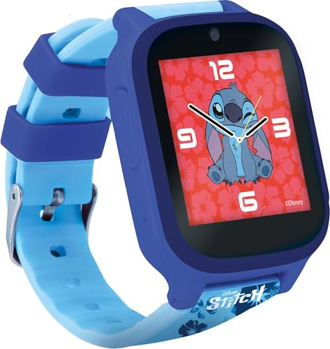 Lisciani - STITCH SMARTWATCH - Montre Connectée Pour Enfants dès 7 Ans - Fonds d'Ecran Stitch Interchangeables -5 Jeux Intéractifs - Ecran Tactile - Fonctions Appareil Photo, Réveil, Minuteur & Lampe