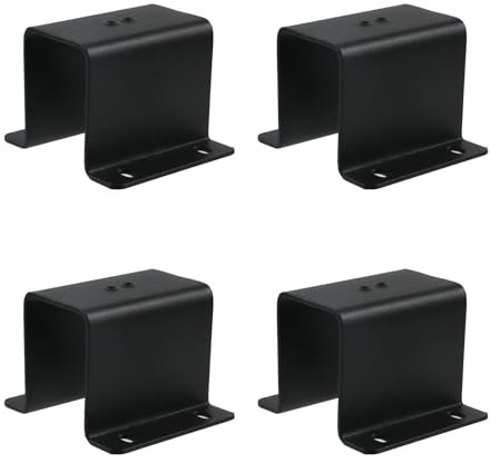 Nicerity Lot de 4 colliers de serrage carrés en U en métal pour montage (noir)