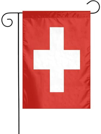 Doppelseitige Gartenflagge mit Schweizer Flagge, 30,5 x 45,7 cm, stilvolles Design unter dem Baum für Hof, Rasen, Heimdekoration, resistent gegen Wetter und Falten