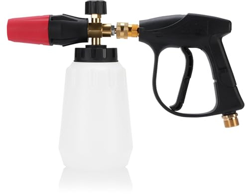 Pistolet à Mousse à col Large avec 5 Embouts de buse de Nettoyeur Haute Pression et Bouteille de Savon de 1 L Buse à Orifice supplémentaire 1,04 mm DUS2403