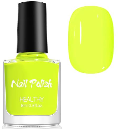 Neon Yellow Nail Polish, Green Nail Varnish, Spring Summer Bright Quick Dry Long Lasting, No UV Needed DIY Nail Art Manicure for Women