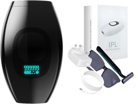 hautlux Blitzhaut IPL Laser-Haarentfernungsgerät IPL Haarentfernungsgerät für Damen und Herren, schmerzfreie Haarentfernung für Körper, Gesicht und Bikini-Zone, 999.999 Blitzlicht